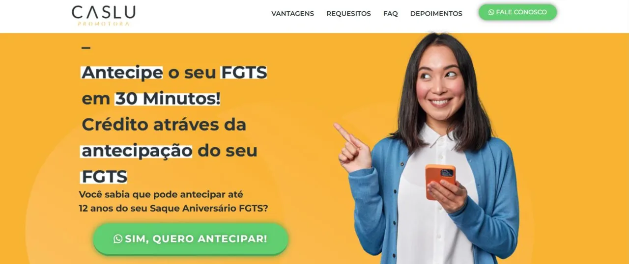 Print da página Antecipação FGTS